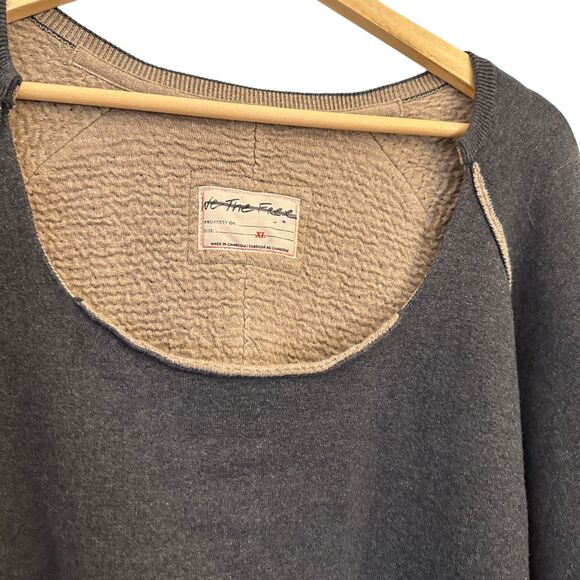 We The Free “Midnight” Heavyweight Scoop Neck Pullover Sweatshirt Grey XL - Picture 6 of 7